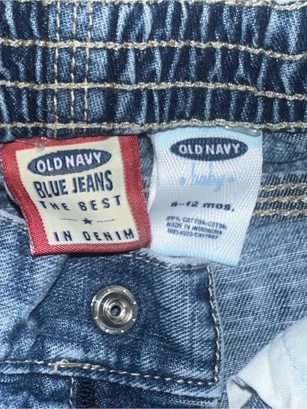 Y2K 2003 Old Navy Kids Denim Cargo Jeans 6-12 Months 100% Cotton